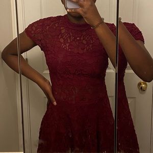 Maroon Lace Formal Dress